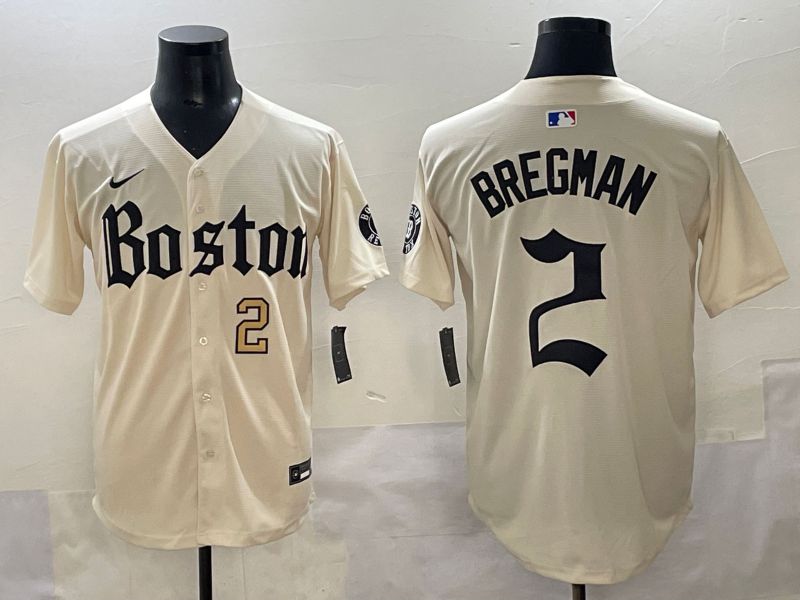 Men 2025 Boston Red Sox #2 Bregman Cream Five generations Joint Name Nike MLB Jersey style 2->boston red sox->MLB Jersey